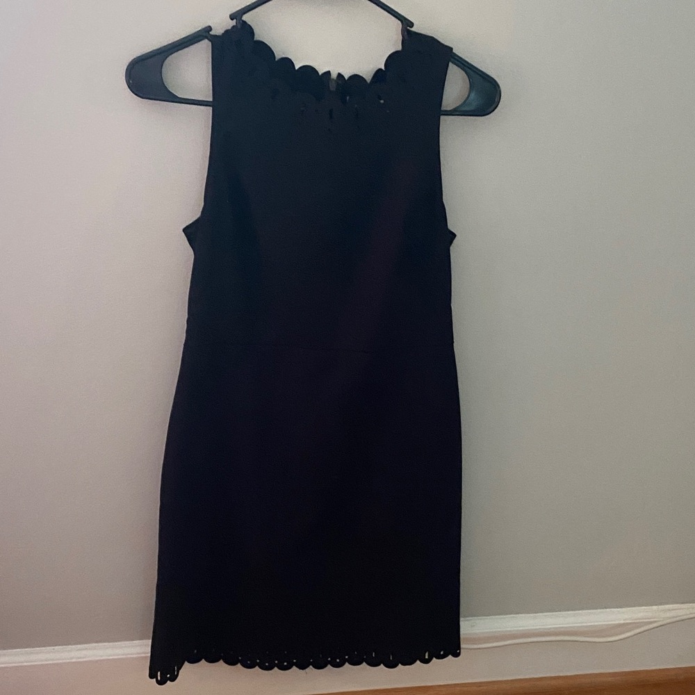 LOFT Black Scalloped Mini Dress